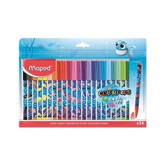   Filctoll készlet, 2 mm, kimosható, MAPED Color'Peps Ocean Life, 24 különböző szín