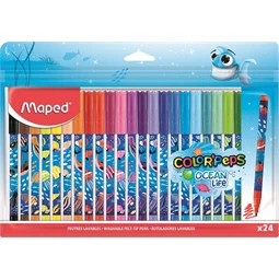 Filctoll készlet, 2 mm, kimosható, MAPED Color'Peps Ocean Life, 24 különböző szín