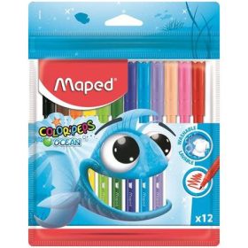   Filctoll készlet, 2 mm, kimosható, MAPED Color Peps Ocean, 12 különböző szín