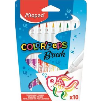   Filctoll készlet, kimosható, ecsetjellegű, MAPED Color Peps Brush, 10 különböző szín