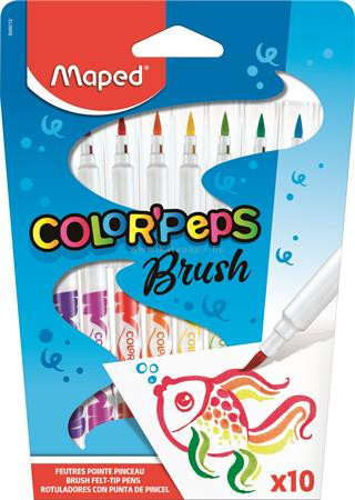 Filctoll készlet, kimosható, ecsetjellegű, MAPED Color Peps Brush, 10 különböző szín