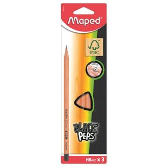   Grafitceruza, HB, FSC 100%, háromszögletű, MAPED Black Peps, 3 db/csomag
