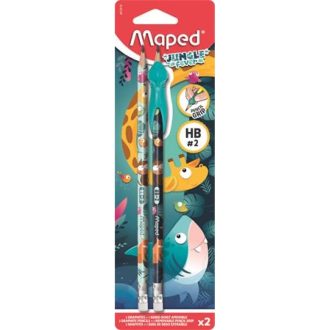   Grafitceruza radírral, HB, háromszögletű, ceruzafogóval, MAPED  Jungle Fever , kétféle minta