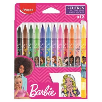   Filctoll készlet, 2,8 mm, kimosható, MAPED Barbie, 12 különböző szín