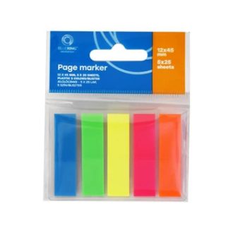  Jelölőcímke 12x45mm, 5x25lap, műanyag 5 szín/bliszter, adagolón Bluering