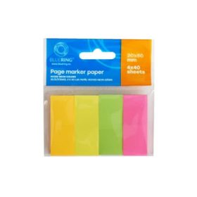   Jelölőcímke 20x50mm, 4x40lap, papír, vegyes neon színek Bluering