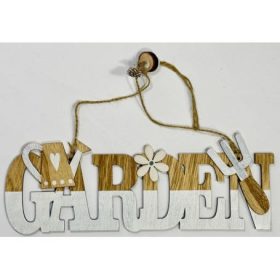 GARDEN felirat fából 28cm natúr-fehér