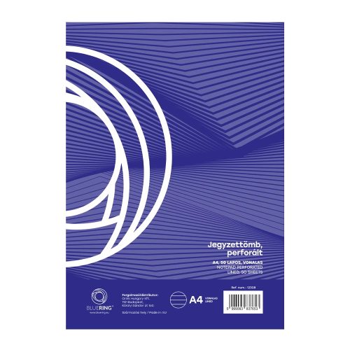 Jegyzettömb, A4, vonalas, 50 lap, perforált, BLUERING
