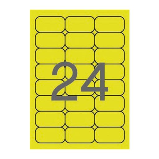 Etikett, 64,6x33,9 mm, színes, kerekített sarkú, APLI, neon sárga