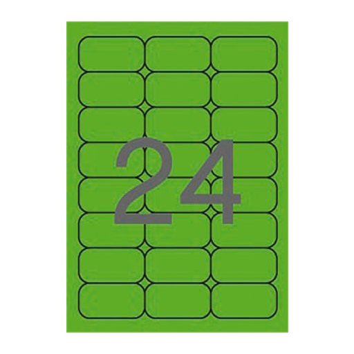 Etikett, 64x33,9 mm, színes, kerekített sarkú, APLI, neon zöld