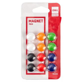 Mágnes, kerek, 15 mm, DELI, vegyes színek