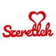 Szívecskés "Szeretlek" fa felirat 10x5cm, Piros