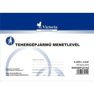   Nyomtatvány, menetlevél, tehergépjármű, 100 lap, A5, fekvő, VICTORIA PAPER, D.GÉPJ.21.