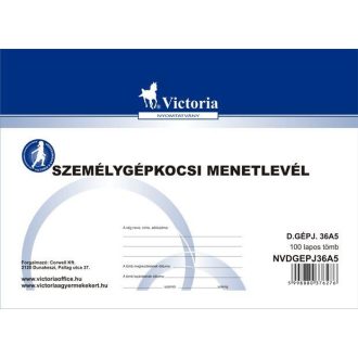   Nyomtatvány, menetlevél, személygépkocsi, 100 lap, A5, fekvő, VICTORIA PAPER, D.GÉPJ.36.