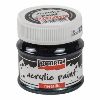 Akrilfesték, metál, csillogó, Pentart, 50 ml, zöld