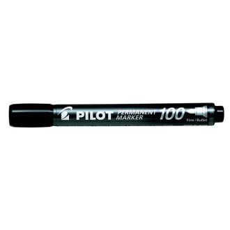  Alkoholos marker, 1 mm, kúpos, PILOT Permanent Marker 100, fekete