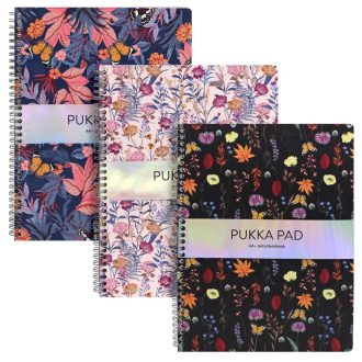   Spirálfüzet, A4+, vonalas, 80 lap, PUKKA PAD Jotta Bloom, vegyes minta