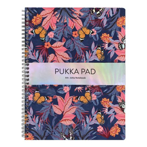 Spirálfüzet, A4+, vonalas, 80 lap, PUKKA PAD Jotta Bloom, vegyes minta