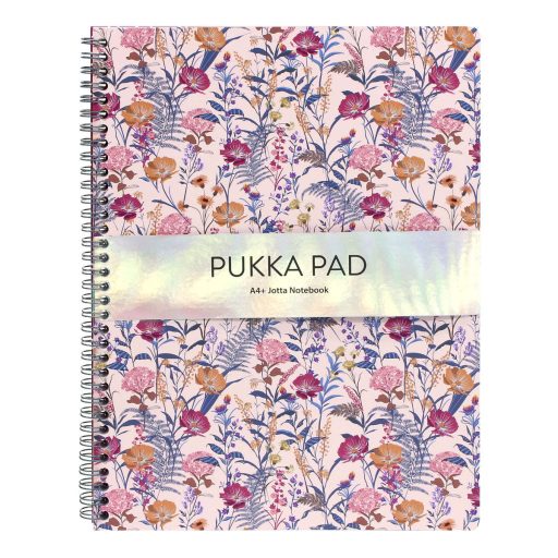 Spirálfüzet, A4+, vonalas, 80 lap, PUKKA PAD Jotta Bloom, vegyes minta