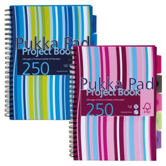   Spirálfüzet, A4, vonalas, 125 lap, PUKKA PAD Stripe project book
