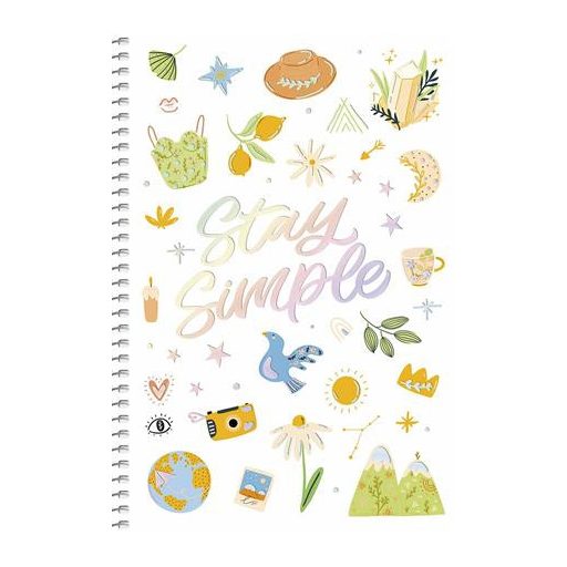Spirálfüzet, A5, kockás, 80 lap, keményfedeles, SHKOLYARYK "Stay simple", vegyes