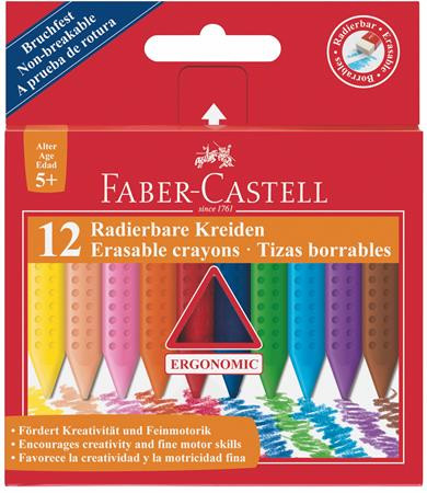 Zsírkréta, háromszögletű, FABER-CASTELL  Grip , 12 különböző szín