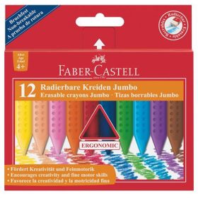   Zsírkréta, háromszögletű, FABER-CASTELL Jumbo Grip , 12 különböző szín
