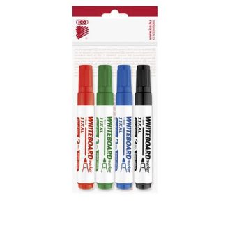   Tábla- és flipchart marker készlet, 1-3 mm, kúpos, ICO Plan 11 XXL, 4 különböző szín