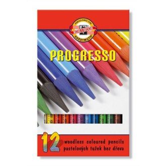   Színes ceruza készlet, henger alakú, famentes, KOH-I-NOOR Progresso 8756/12, 12 különböző szín