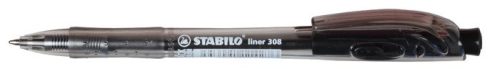 Golyóstoll, 0,38 mm, nyomógombos, STABILO  Liner 308 , fekete