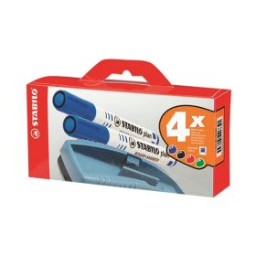   Táblamarker készlet, 2,5-3,5 mm, kúpos, szivaccsal, STABILO Plan, 4 db/készlet