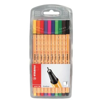   Tűfilc készlet, 0,4 mm, STABILO Point 88, 10 különböző szín