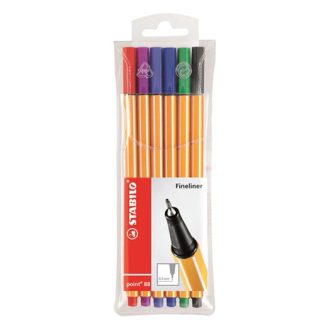   Tűfilc készlet, 0,4 mm, STABILO Point 88, 6 különböző szín