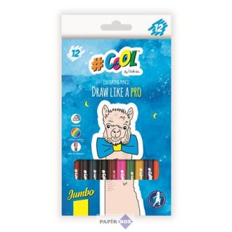   Színes ceruza készlet, háromszögletű, vastag, COOL BY VICTORIA, 12 különböző szín