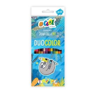   Színes ceruza készlet, háromszögletű, kétvégű, COOL BY VICTORIA Duocolor, 24 különböző szín