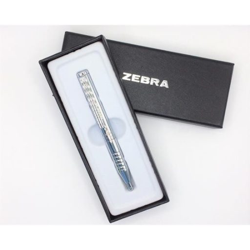 Golyóstoll, 0,24 mm, teleszkópos, ezüst színű tolltest, ZEBRA  SL-F1 , kék tinta