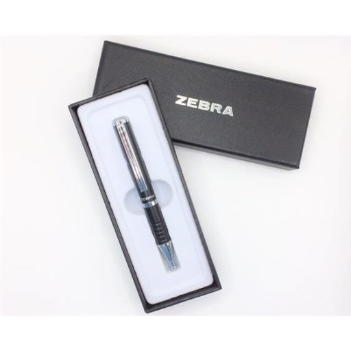 Golyóstoll, 0,24 mm, teleszkópos, metálfekete tolltest, ZEBRA  SL-F1 , kék tinta