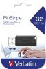 Pendrive, 32GB, USB 2.0, 10/4MB/sec, VERBATIM PinStripe, fekete